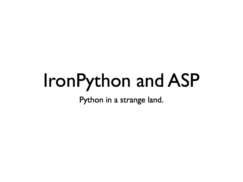 IronPython and ASP.NET